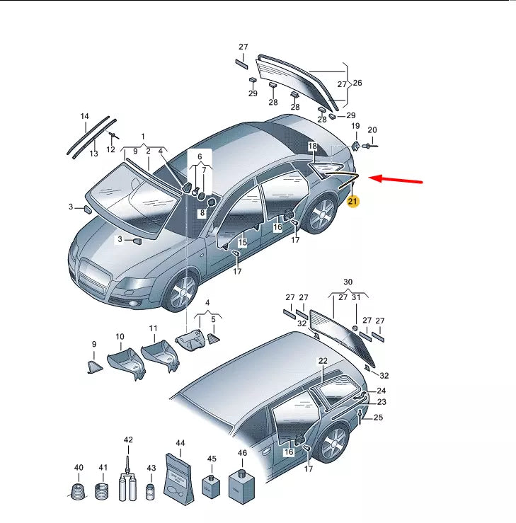 NEW AUDI A5 8T REAR RIGHT QUARTER WINDOW MOLDING 8T8853346A2ZZ ORIGINAL