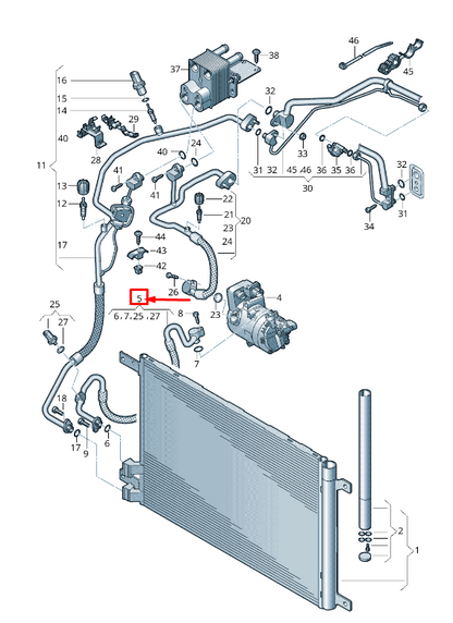 new audi a3 sportback 8v a/c refrigerant line 5q0816721t original