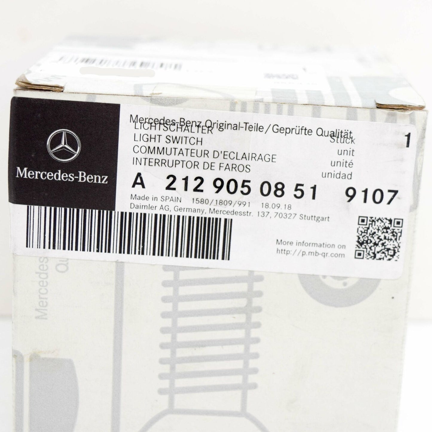 NEW MERCEDES-BENZ E W212 HEADLAMP SWITCH A21290508519107 ORIGINAL