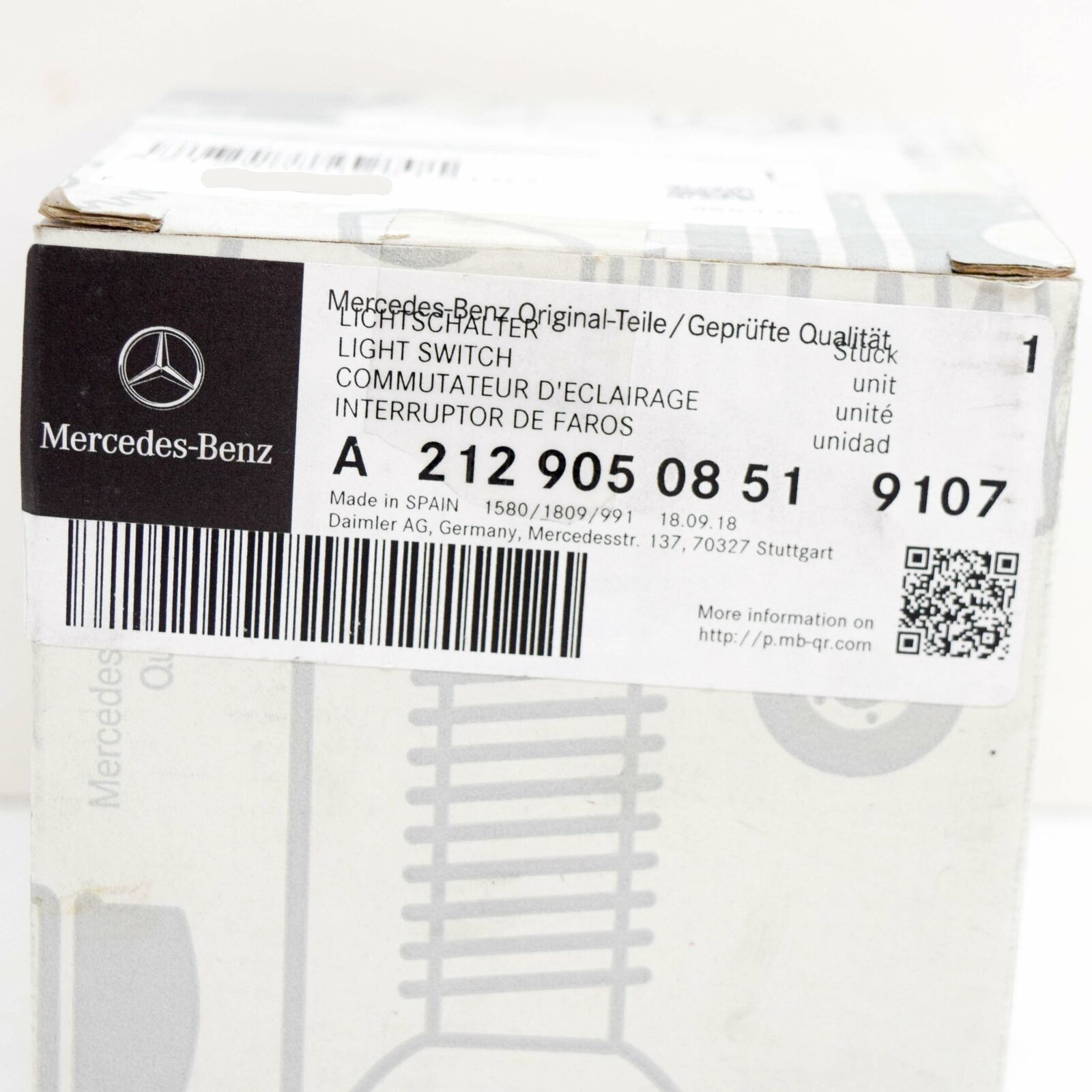 NEW MERCEDES-BENZ E W212 HEADLAMP SWITCH A21290508519107 ORIGINAL