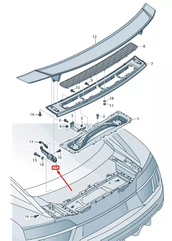 NEW AUDI R8 SPYDER 4S REAR LEFT LID SPOILER RETAINER 4S0813657B ORIGINAL
