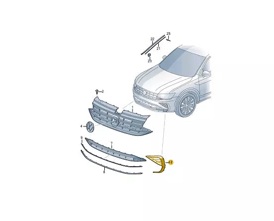 NEW VOLKSWAGEN TIGUAN ALLSPACE BW2 FRONT RIGHT VENT GRILLE 5NN854662G9B9