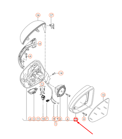 NEW VW PASSAT B8 FRONT LEFT DOOR MIRROR INNER TRIM 3G08576019B9 ORIGINAL