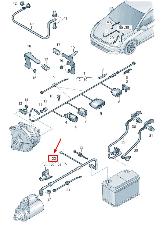 NEW AUDI Q2 GA POSITIVE BATTERY CABLE 5Q0971228L