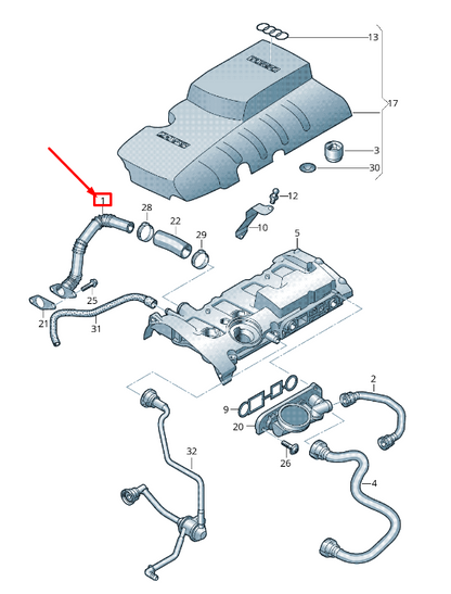 NEW AUDI TT 8J ENGINE CRANKCASE BREATHER HOSE 06F103215B ORIGINAL