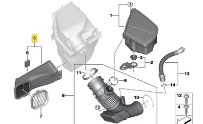 NEW BMW 5 G30 AIR INTAKE TUBE DUCT 13718599683 8599683 ORIGINAL