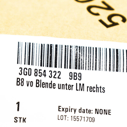 NEW VW PASSAT B8 FRONT BUMPER RIGHT SIDE STRIP 3G0854322 3G08543229B9 ORIGINAL