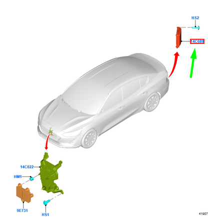 new ford focus mk4 rear blind spot sensor assy 2346604 jx7t-14c689-ae original
