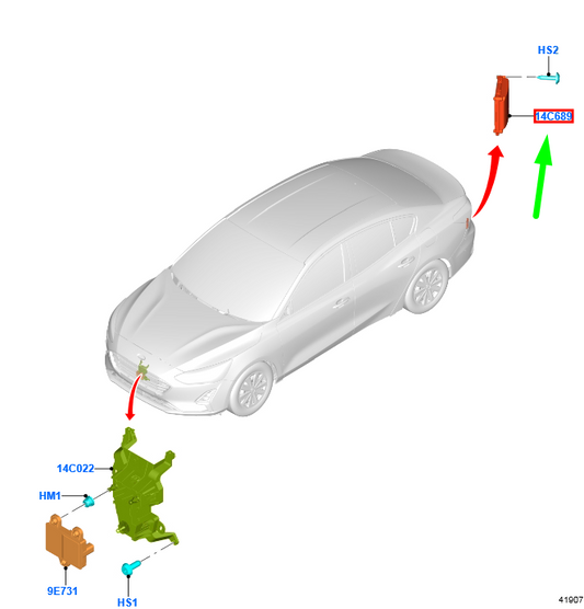 new ford focus mk4 rear blind spot sensor assy 2346604 jx7t-14c689-ae original