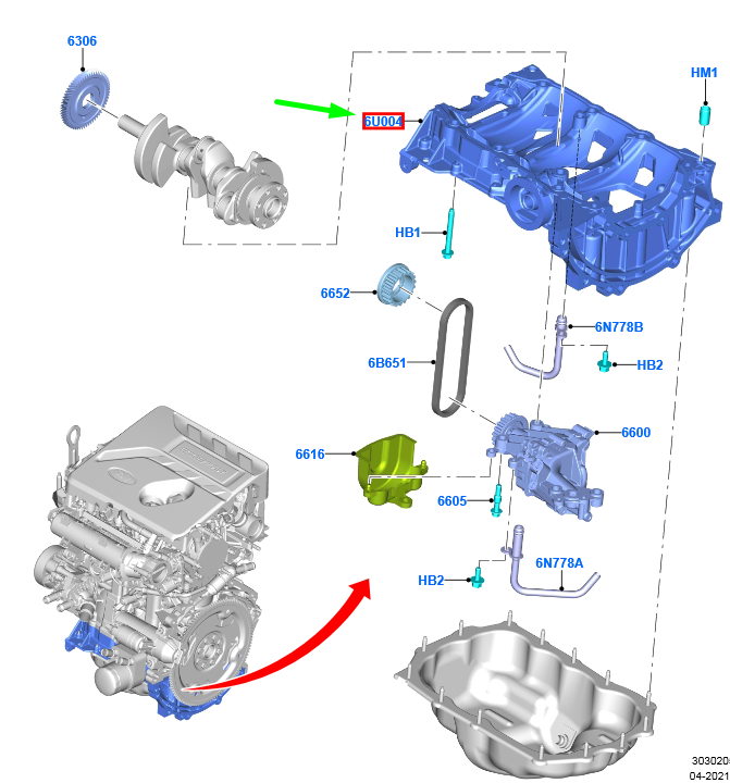 new ford kuga mk3 oil pump stiffener 2592648 original