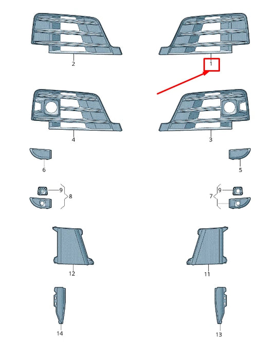 NEW AUDI Q7 4M FRONT LEFT BUMPER GRILLE 4M0807681D GXE 4M0807681DGXE ORIGINAL