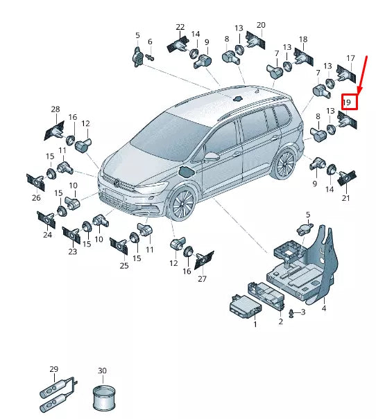 NEW VW TOURAN 5T REAR LEFT PARKING SENSOR BRACKET 5TA919491B
