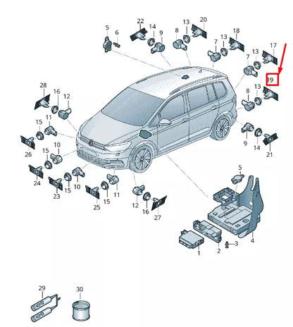 NEW VW TOURAN 5T REAR LEFT PARKING SENSOR BRACKET 5TA919491B