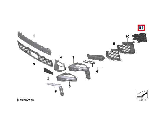 NEW BMW X5 G05 M FRONT BUMPER LEFT AIR INLET COVER 51115A1E051 ORIGINAL