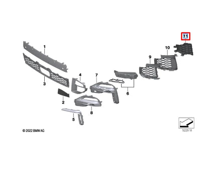NEW BMW X5 G05 M FRONT BUMPER LEFT AIR INLET COVER 51115A1E051 ORIGINAL
