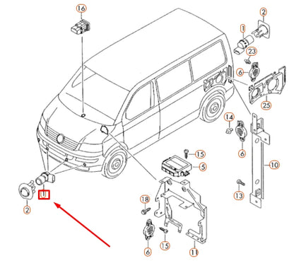 NEW VW TRANSPORTER T5 FRONT OUTER ULTRASOUND SENSOR 7H0919275C1QP ORIGINAL