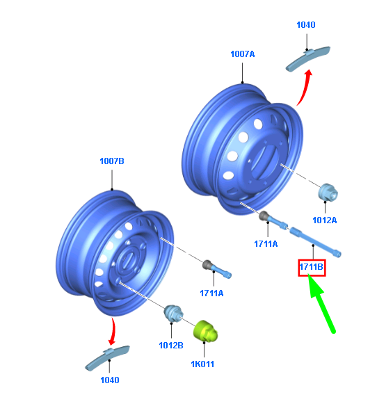 new ford transit mk4 115mm wheel tyre air valve inner 1464388 original