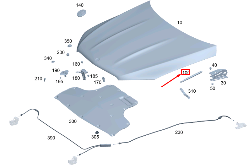 NEW MB GLE W167 FRONT LEFT ENGINE HOOD PNEUMATIC SPRING A1679800164 ORIGINAL