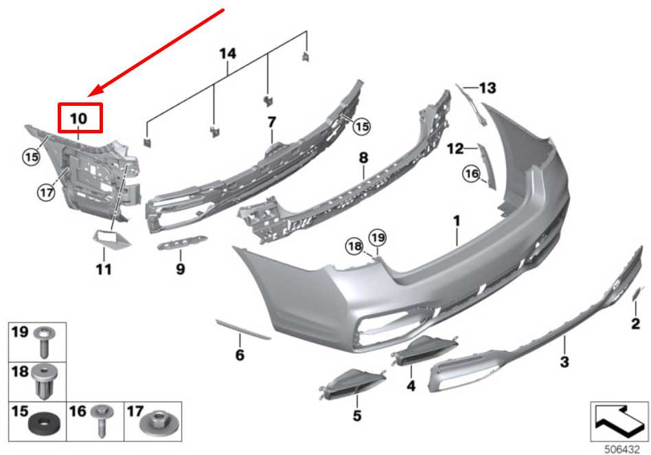new bmw 7 g12 rear left bumper mount 51128076817 8076817 original