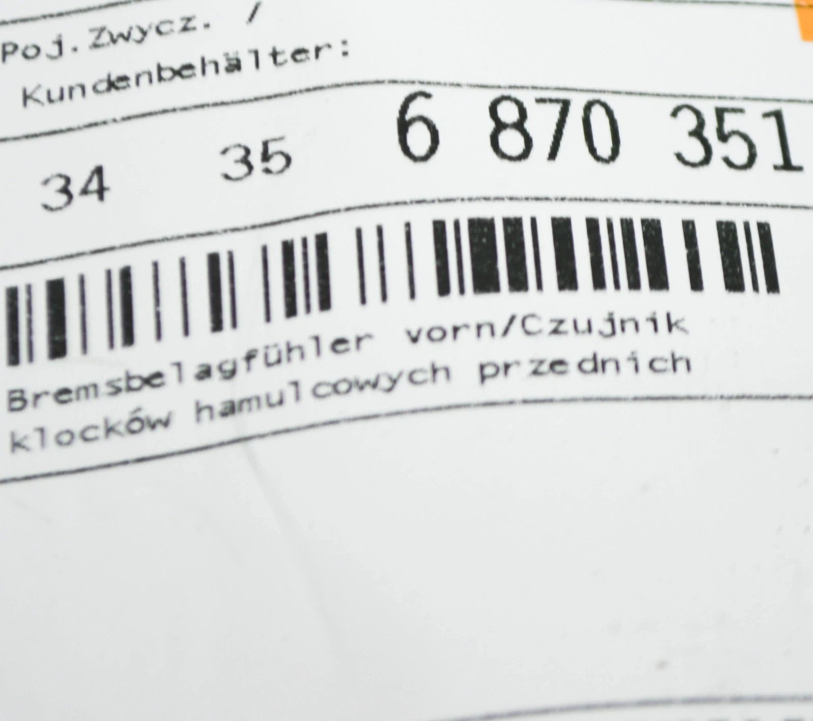 NEW BMW X3 F25 FRONT BRAKE PAD WEAR SENSOR 34356870351 6870351 ORIGINAL