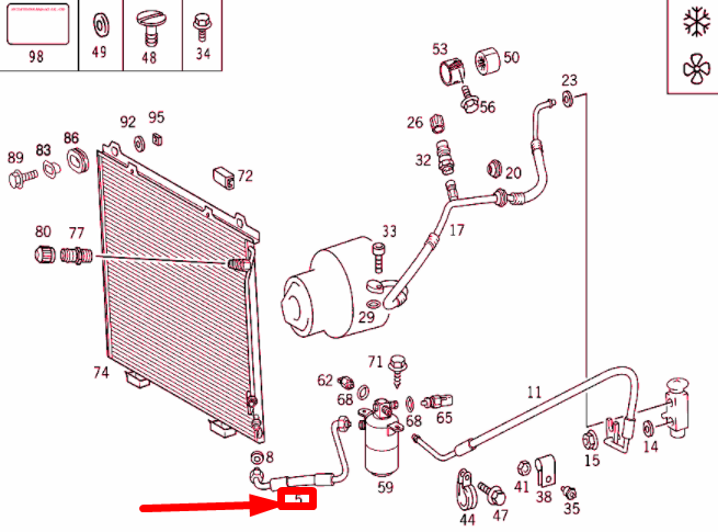 NEW MERCEDES-BENZ E W210 A/C REFRIGERANT LINE A2108304615 ORIGINAL