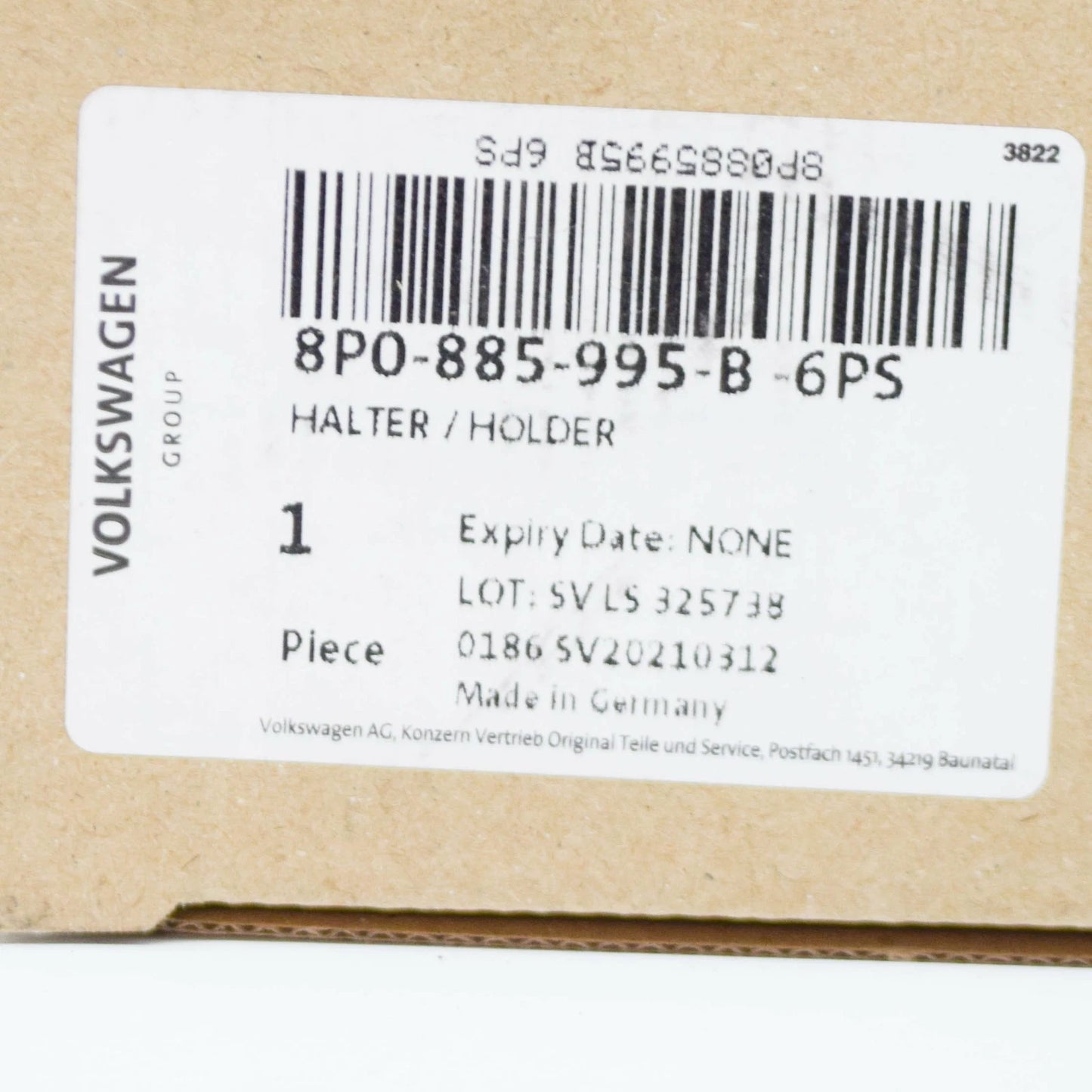 NEW VOLKSWAGEN CC 358 A6 REAR SEAT CUP HOLDER 8P0885995B6PS 2012