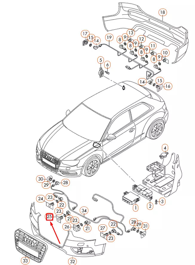 NEW AUDI A3 8V FRONT RIGHT INNER PARKING SENSOR BRACKET 8V5919268A1QP ORIGINAL