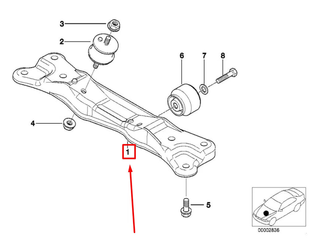 NEW BMW 5 E39 TRANSMISSION GEARBOX BRACKET SUPPORT 22321092477 1092477 ORIGINAL