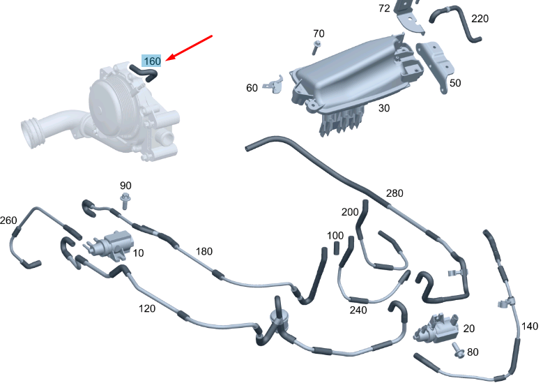 new mercedes-benz slk r172 pass vacuum line a6510705832 original