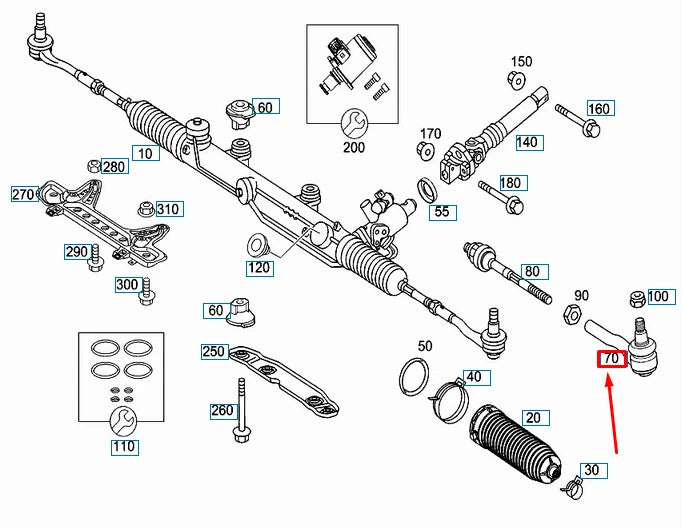 NEW MERCEDES-BENZ C W203 STEERING OUTSIDE RIGHT TIE ROD A2033303403 ORIGINAL