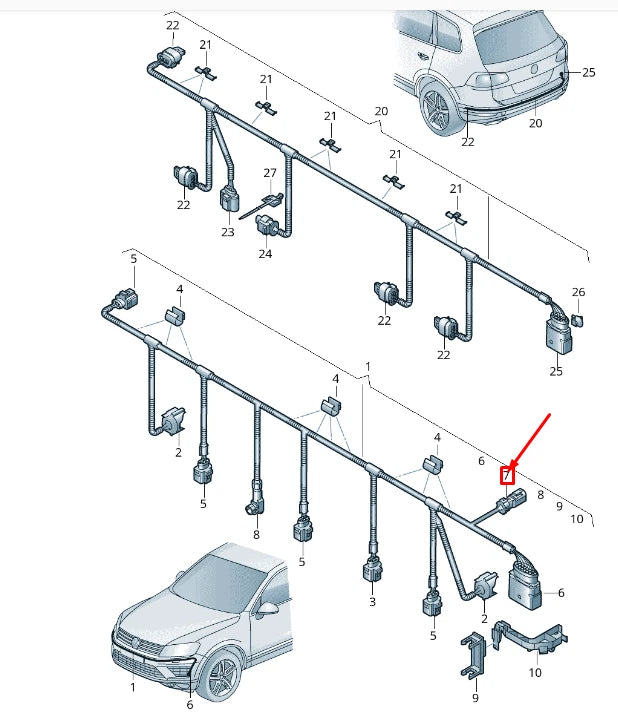 NEW VW TOUAREG 7P MK2 FRONT BUMPER CAMERA WIRING LOOM 7P6971298K ORIGINAL
