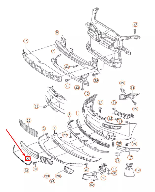 NEW VOLKSWAGEN GOLF 1K MK5 FRONT LOWER CENTER VENT GRILLE 1K0853677C9B9
