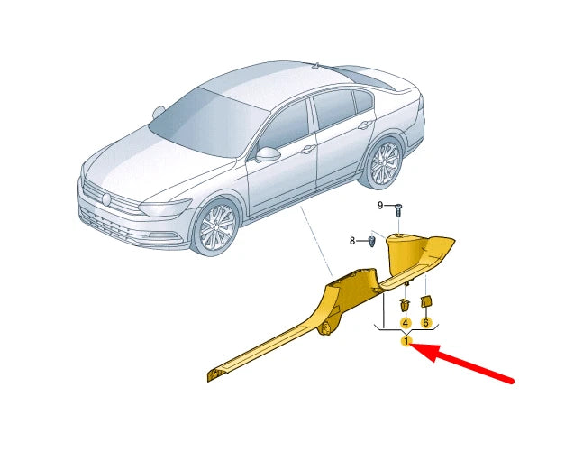 NEW VOLKSWAGEN PASSAT B8 RIGHT SIDE SILL TRIM STRIP 3G0853372L82V