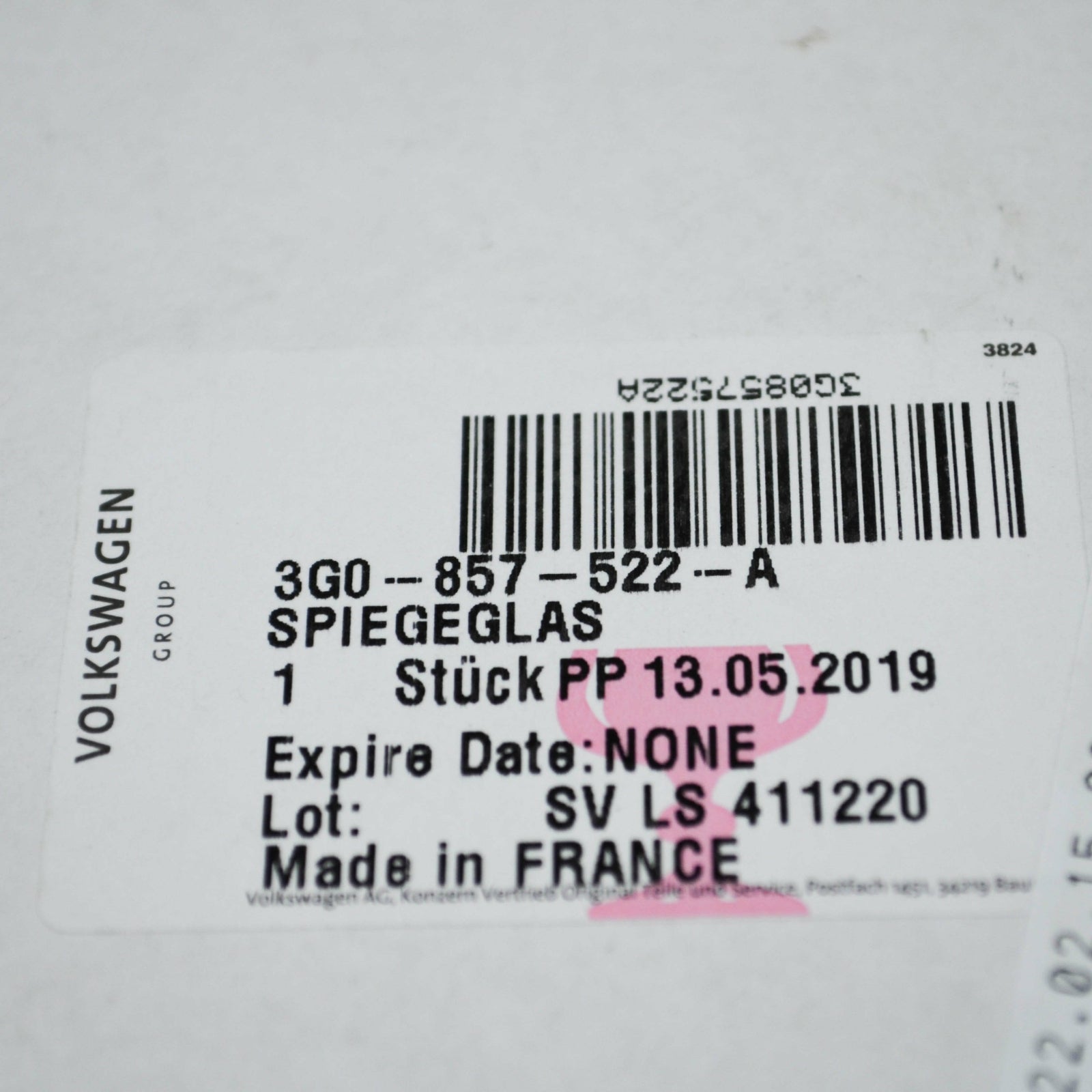 NEW VOLKSWAGEN ARTEON 3H7 FRONT RIGHT DOOR MIRROR GLASS RHD 3G0857522A ORIGINAL