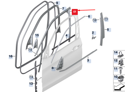 new bmw x5 f15 front right door window guide 72177853750 7853750 original
