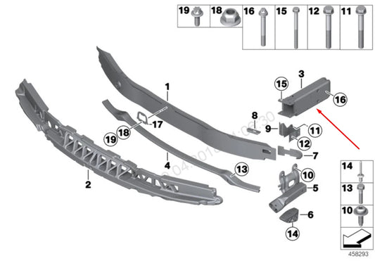 NEW BMW 3 F30 FRONT BUMPER CRASH BAR LEFT CARRIER 51117266191 2015 ORIGINAL