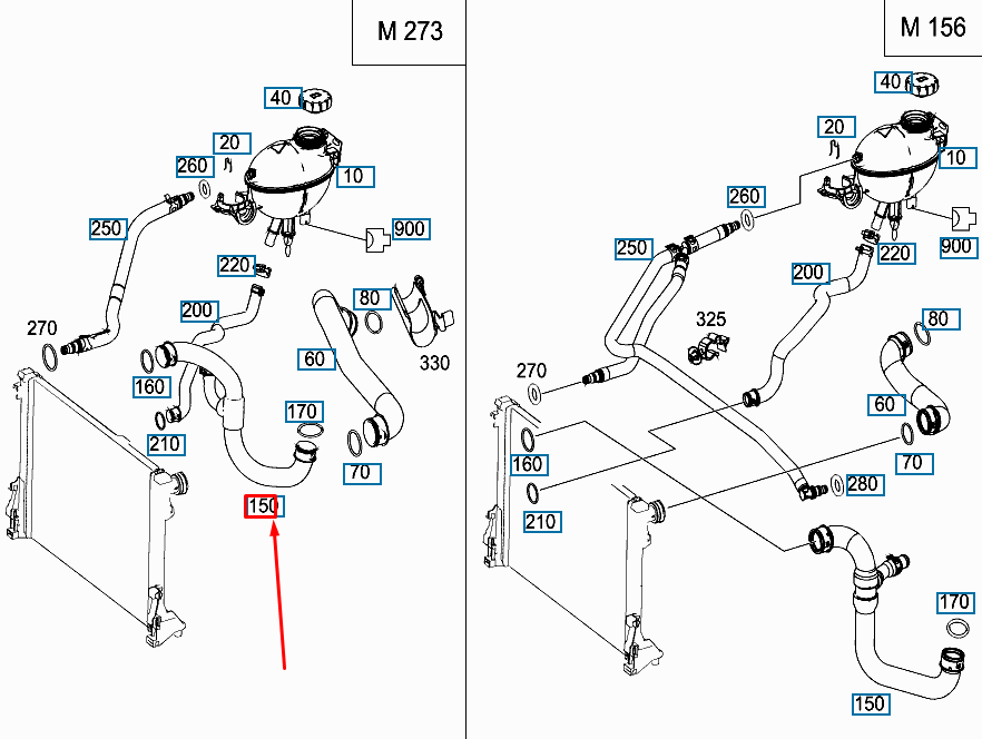 NEW MERCEDES-BENZ C W204 RIGHT COOLER TO ENGINE HOSE A2045012682 ORIGINAL