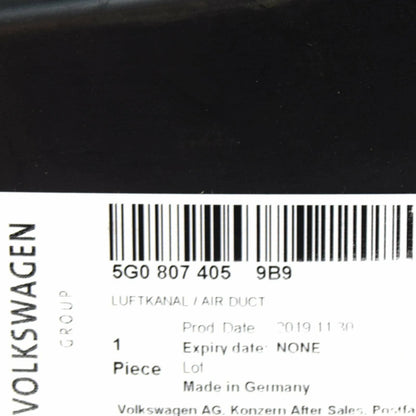 NEW VW GOLF MK7 FRONT LEFT AIR GUIDE CHANNEL 5G08074059B9