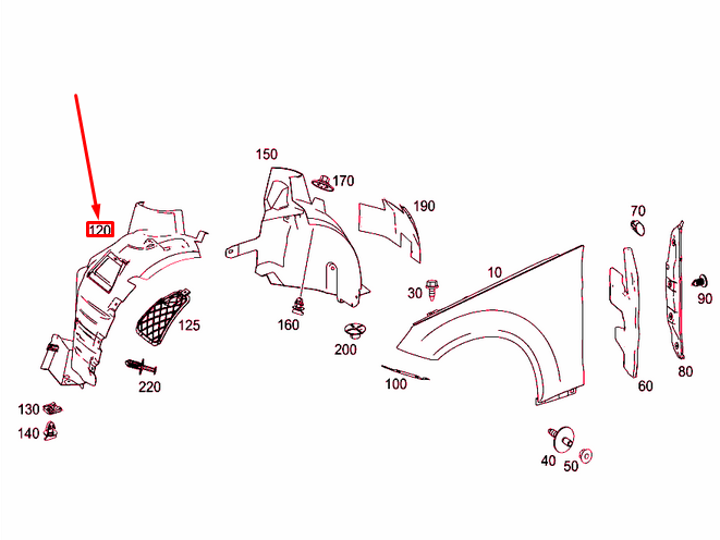 new mb e c207 front right fender wheel housing front cover a2076902530 original