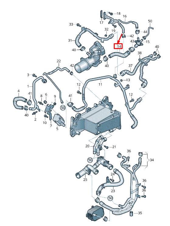 new audi a5 f5 engine coolant hose 04l122157be original