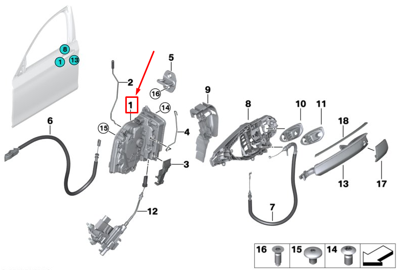 new bmw x5 f15 front left door lock 51217281949 7281949 original