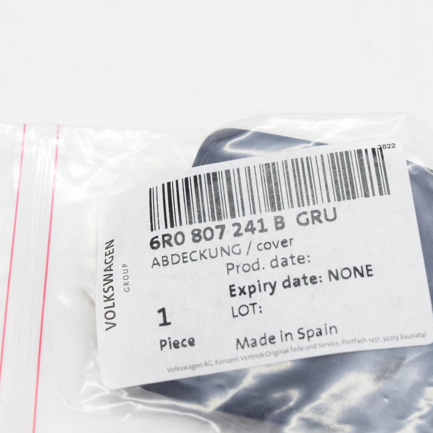 NEW VW POLO 6R, 6C FRONT BUMPER TRAILER TOW CAP COVER 6R0807241BGRU ORIGINAL