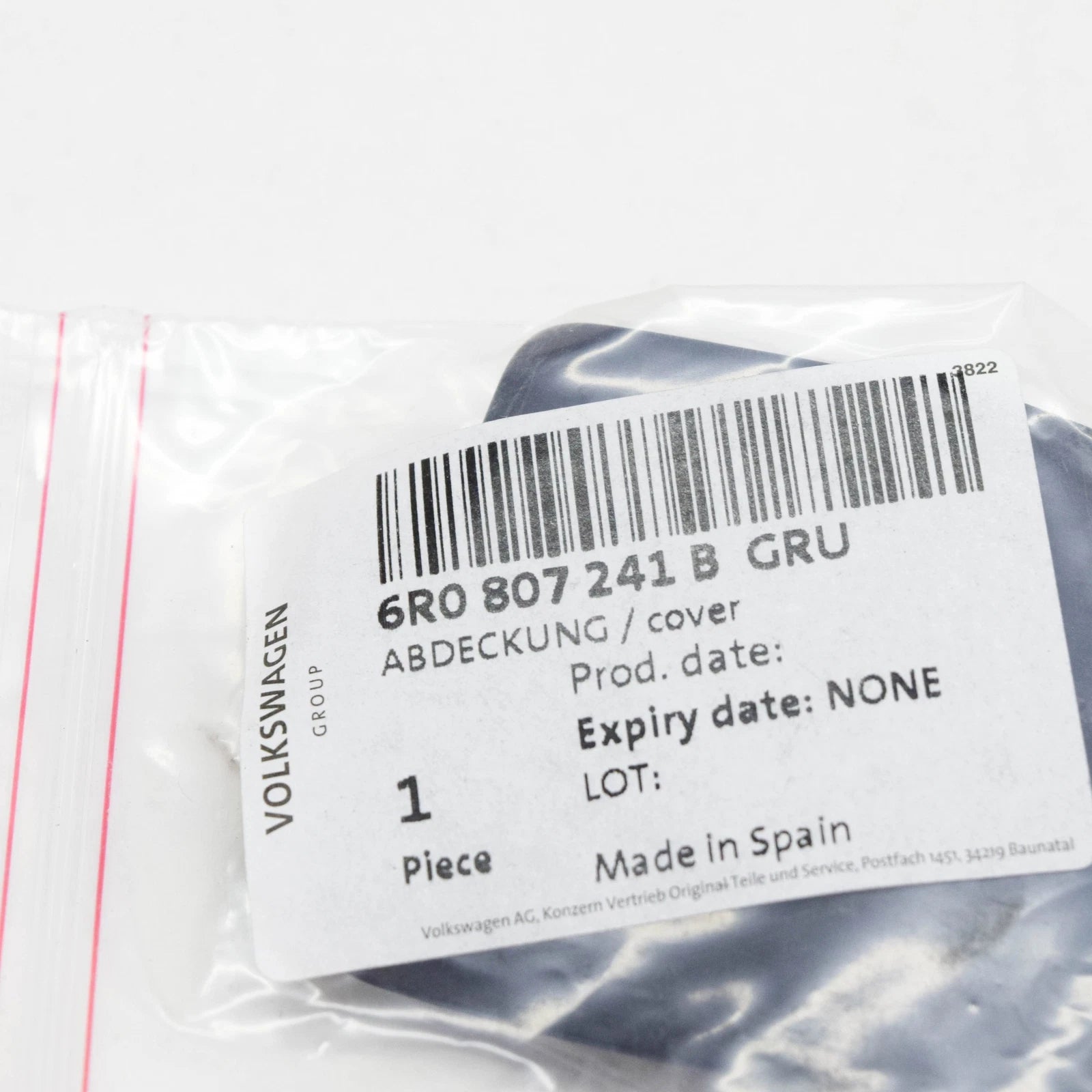 NEW VW POLO 6R, 6C FRONT BUMPER TRAILER TOW CAP COVER 6R0807241BGRU ORIGINAL