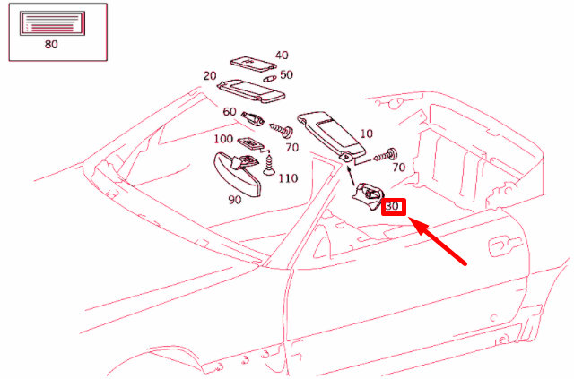 NEW MERCEDES-BENZ SL R129 LEFT SUN VISOR MOUNT CAP A12981105613111 ORIGINAL