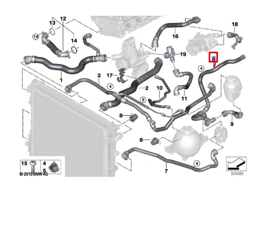 NEW BMW X3 G01 COOLANT RETURN INTAKE LINE 17129797623 ORIGINAL