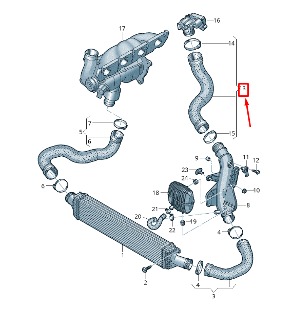 new audi a4 avant b8 left intercooler pressure hose 8k0145737q original