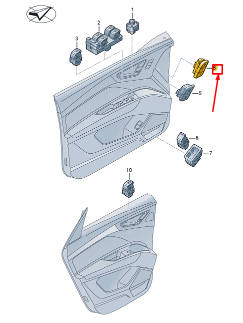 new audi q4 e-tron right seat adjustment memory switch rhd 89a959770nv6 original