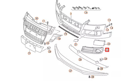 NEW AUDI TT 8J3 FRONT BUMPER LEFT FOG LIGHT GRILLE 8J0807681H3FZ