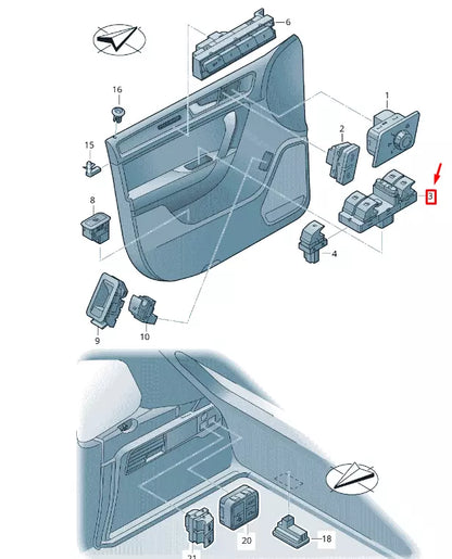 NEW VW TOUAREG 7P MK2 FRONT LEFT DOOR WINDOW SWITCH LHD 7P6959857AREH