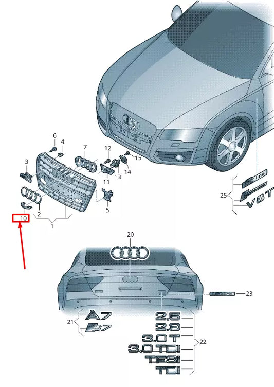 NEW AUDI A7 SPORTBACK 4G RADIATOR GRILLE COVER CAP 4G8853140A3FZ